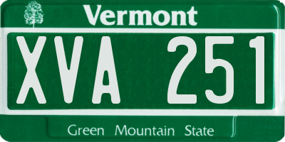 VT license plate XVA251