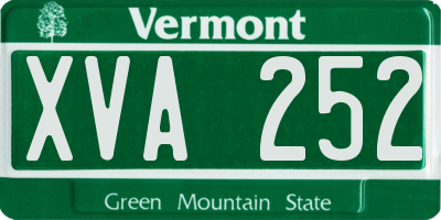 VT license plate XVA252