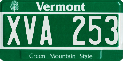 VT license plate XVA253
