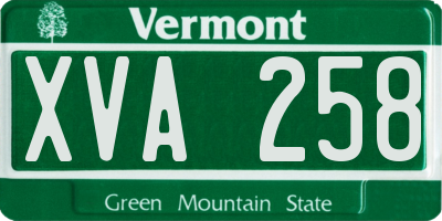 VT license plate XVA258