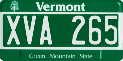 VT license plate XVA265