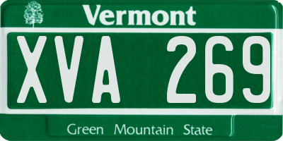 VT license plate XVA269
