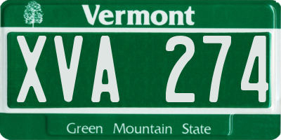 VT license plate XVA274