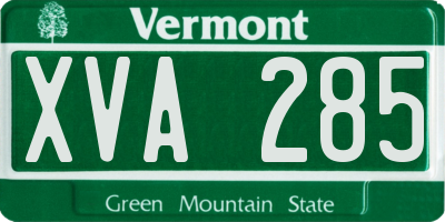 VT license plate XVA285