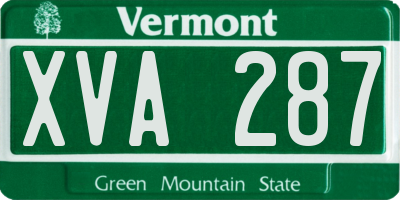 VT license plate XVA287