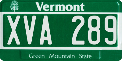 VT license plate XVA289