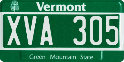 VT license plate XVA305