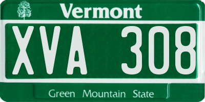 VT license plate XVA308
