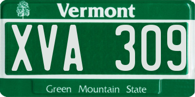 VT license plate XVA309