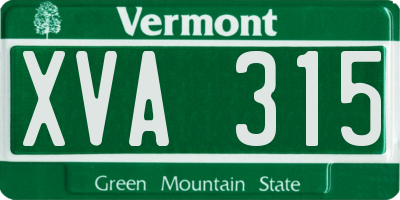 VT license plate XVA315