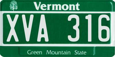 VT license plate XVA316
