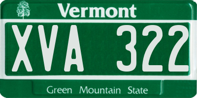 VT license plate XVA322