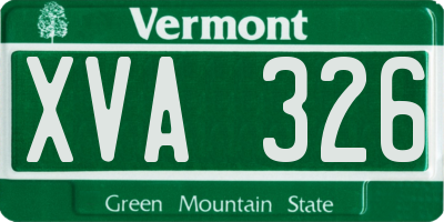 VT license plate XVA326