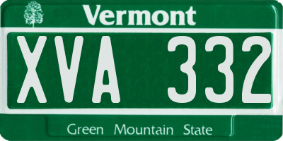 VT license plate XVA332