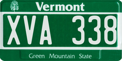 VT license plate XVA338