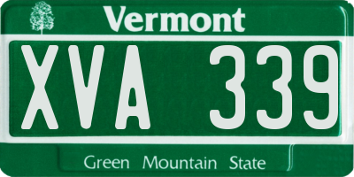 VT license plate XVA339