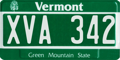 VT license plate XVA342