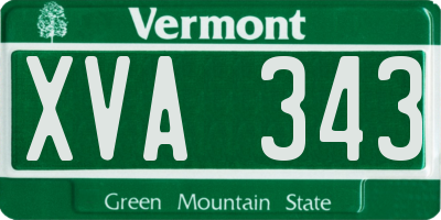 VT license plate XVA343
