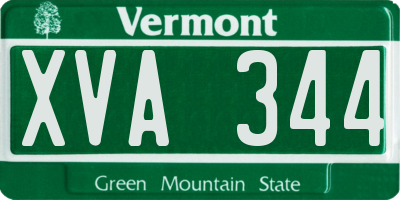 VT license plate XVA344