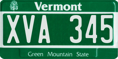 VT license plate XVA345