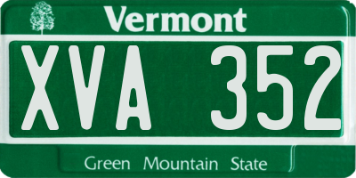 VT license plate XVA352