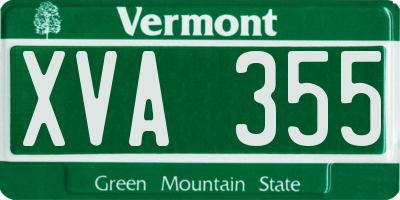 VT license plate XVA355