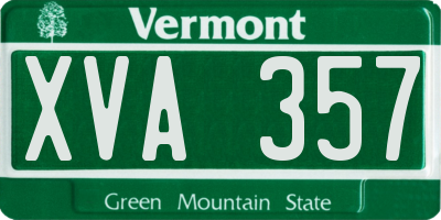 VT license plate XVA357