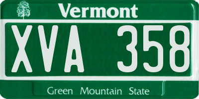 VT license plate XVA358