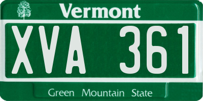 VT license plate XVA361