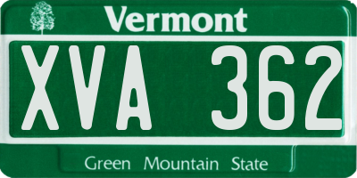 VT license plate XVA362
