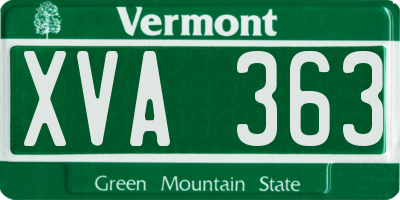 VT license plate XVA363