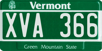 VT license plate XVA366