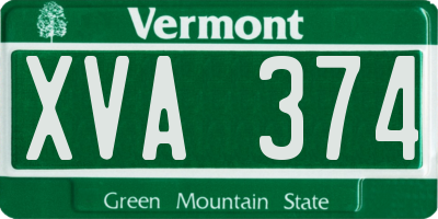 VT license plate XVA374