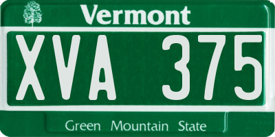 VT license plate XVA375