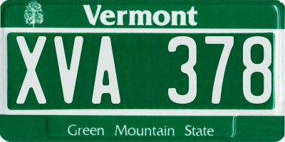 VT license plate XVA378