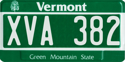 VT license plate XVA382