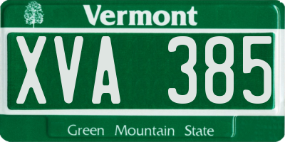 VT license plate XVA385