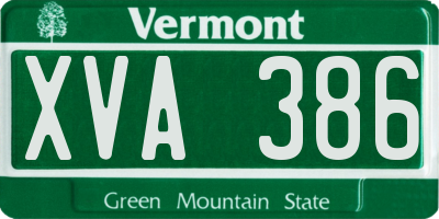 VT license plate XVA386