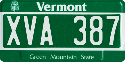 VT license plate XVA387