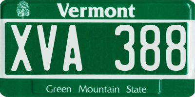 VT license plate XVA388