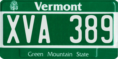 VT license plate XVA389