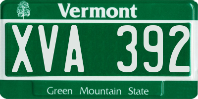 VT license plate XVA392
