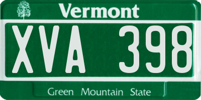 VT license plate XVA398