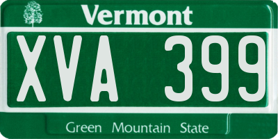 VT license plate XVA399