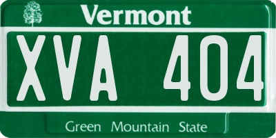 VT license plate XVA404