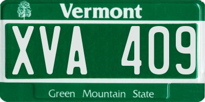 VT license plate XVA409