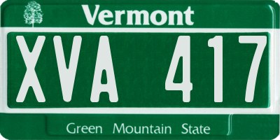 VT license plate XVA417