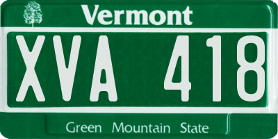 VT license plate XVA418
