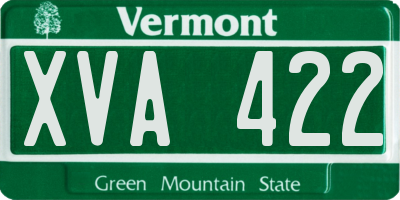 VT license plate XVA422