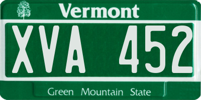 VT license plate XVA452